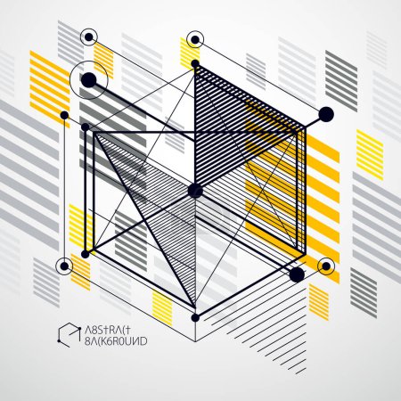 Illustration for Vector minimalistic geometric abstract 3D yellow composition in futuristic style. Modern geometric composition can be used as template and layout. - Royalty Free Image