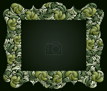 Illustration for Decorative blank classic style border vector vintage design, floral frame made of leaves, luxury beautiful background, invitation or greeting card with place for text. - Royalty Free Image