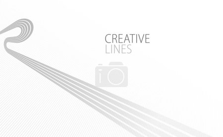 Ilustración de Líneas de onda en perspectiva 3D vector fondo abstracto con gradiente liso de gris claro y blanco colores monocromáticos, fácil movimiento relajante. - Imagen libre de derechos