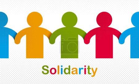 Illustration for Worldwide people global society concept, different races solidarity, we stand as one, togetherness and friendship allegory, world unity cooperation, vector illustration logo or icon. - Royalty Free Image
