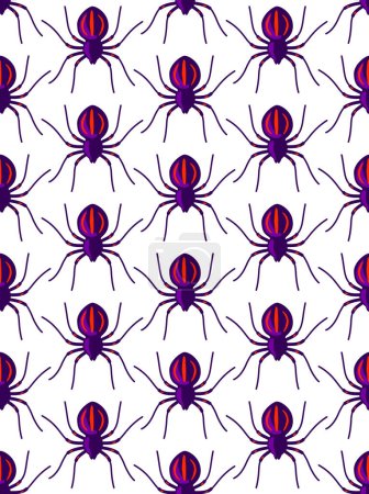 Ilustración de Horror arañas sin costura vector sin costura fondo de pantalla, insectos envenenados tema aterrador patrón de fondo interminable imagen. - Imagen libre de derechos