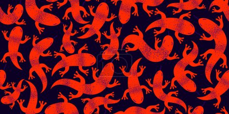 Illustration for Lizards seamless textile, vector background with a lot of reptiles endless texture, stylish fabric or wallpaper design, dangerous wild animals. - Royalty Free Image