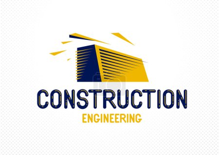 Illustration for Building construction design element vector logo or icon, real estate realty theme, office building. - Royalty Free Image
