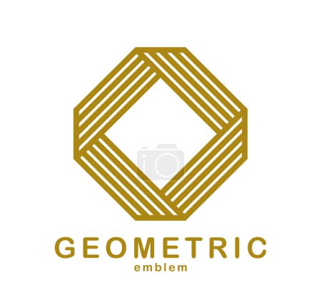 Illustration for Abstract geometric vector logo isolated on white, linear graphic design modern style symbol, line art geometrical shape emblem or icon. - Royalty Free Image