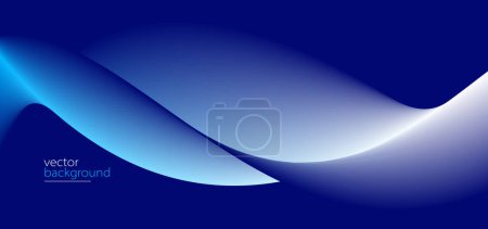 Ilustración de Flujo de forma de curva azul oscuro con suave gradiente vector fondo abstracto, relajante y tranquilo arte, puede ilustrar la salud médica o sonido de la música. - Imagen libre de derechos