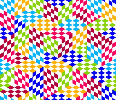 Ilustración de Patrón geométrico de rombos y triángulos isométricos sin costura, fondo de baldosas vectoriales de cubos 3D, arquitectura y construcción, diseño de papel pintado. - Imagen libre de derechos