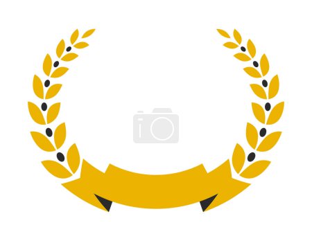 Illustration for Blank empty emblem with ribbon and laurel wreath vector isolated. - Royalty Free Image
