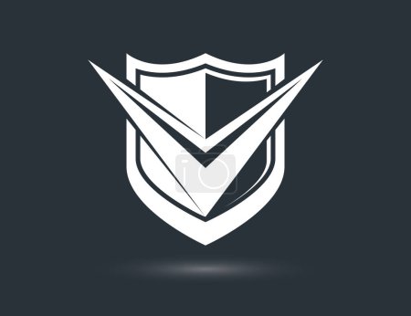 Ilustración de Shield logo vector, ammo protection symbol, antivirus or sport theme, insurance or guarantee. - Imagen libre de derechos