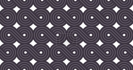 Illustration for Lattice geometric seamless pattern vector design, trendy retro style minimal grid tiling, monochrome net linear art. - Royalty Free Image