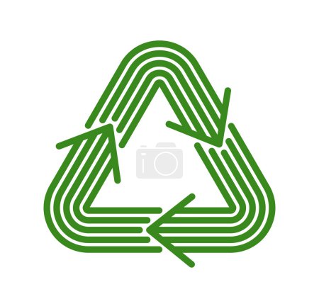 Ilustración de Reciclar icono de triángulo vectorial en estilo geométrico lineal moderno aislado en blanco, símbolo de línea contemporánea de la conservación del medio ambiente. - Imagen libre de derechos