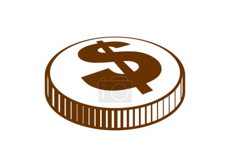 Illustration for Single dollar coin cent vector logo illustration or icon. - Royalty Free Image