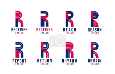 Photo for Letter r logo elements set, vector trendy retro initial, geometric monogram design symbol R. - Royalty Free Image