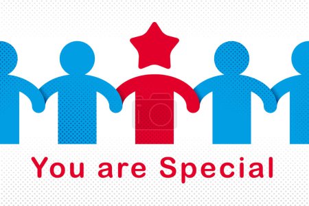 Illustration for Special person concept, best friend favorite vector illustration, friendship metaphor, outstanding person, leadership and personality. - Royalty Free Image