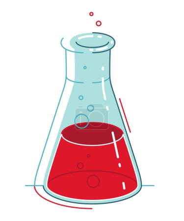 Téléchargez les illustrations : Chemical flask with reaction vector illustration isolated. - en licence libre de droit