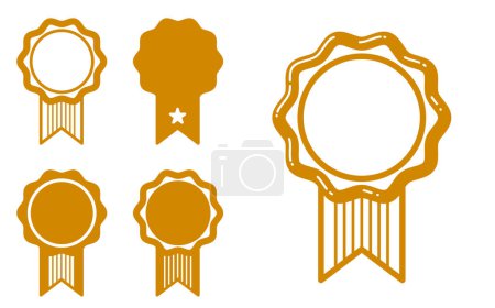 Illustration for Vector round shaped stamps or stickers set isolated over white, classical badges or icons, logotypes design in old retro style, simple icons template with blank space. - Royalty Free Image