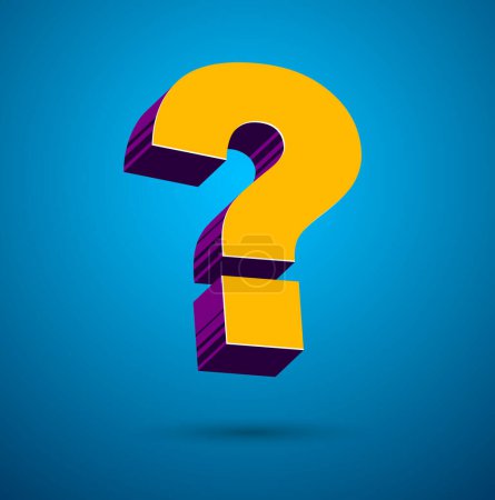 Illustration for 3D question mark query symbol vector icon, design element. - Royalty Free Image