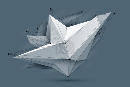Illustration for Polygonal form vector abstract design, modern futuristic shape AI neural network concept, dynamic technology abstraction theme, geometric art. - Royalty Free Image