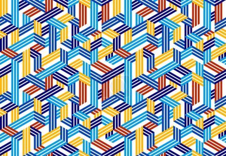 Ilustración de Patrón geométrico de líneas isométricas sin costuras, fondo de baldosas vectoriales de cubos 3D, arquitectura y construcción, diseño de papel pintado. - Imagen libre de derechos