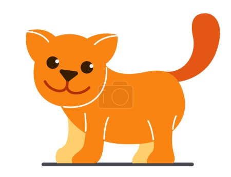 Illustration for Little kitty funny vector flat style cartoon isolated on white, domestic cat cute and adorable. - Royalty Free Image