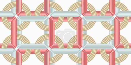 Illustration for Lattice geometric seamless pattern vector design, trendy retro style minimal grid tiling, net linear art. - Royalty Free Image