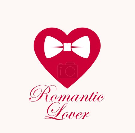 Illustration for Heart with bowtie romantic lover gentleman hipster vector logo or icon. - Royalty Free Image