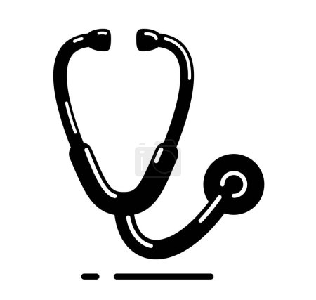 Illustration for Stethoscope vector simple icon isolated over white background. - Royalty Free Image