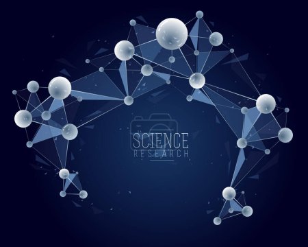 Illustration for Vector molecules scientific chemistry and physics theme vector abstract background, micro and nano science and technology theme, atoms and microscopic particles. - Royalty Free Image