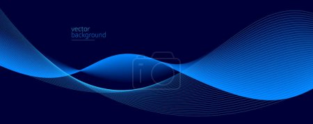 Illustration for Flowing dark blue curve shape with soft gradient vector abstract background, relaxing and tranquil art, can illustrate health medical or sound of music. - Royalty Free Image