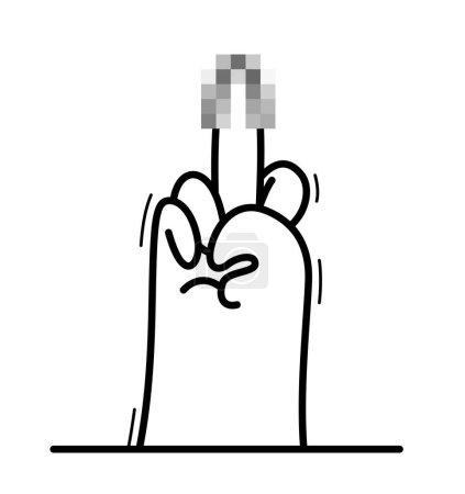 Ilustración de Mano de dibujos animados que muestra el dedo medio agresivo vector signo abusivo ilustración de estilo plano aislado en blanco, si gesto. - Imagen libre de derechos
