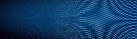 Illustration for 3D abstract dark blue background with dots pattern vector design, technology theme, dimensional dotted flow in perspective, big data, nanotechnology. - Royalty Free Image