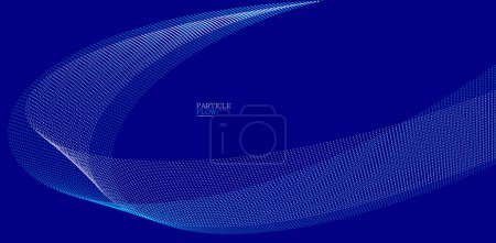 Illustration for Dark blue airy particles flow vector design, abstract background with wave of flowing dots array, digital futuristic illustration, nano technology theme. - Royalty Free Image