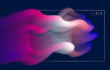 Téléchargez les illustrations : Dégradé couleur 3D fluide forme vectoriel abstrait fond, dynamique dimension élément de conception en mouvement, style moderne à la mode. - en licence libre de droit