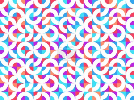 Illustration for Abstract vector geometric seamless pattern, color simple geometric elements repeat tiles, wallpaper or website background, design background in retro style. - Royalty Free Image