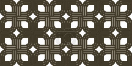 Illustration for Lattice geometric seamless pattern vector design, trendy retro style minimal grid tiling, monochrome net linear art. - Royalty Free Image