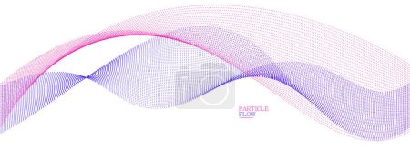 Illustration for Tranquil vector abstract background with wave of flowing particles, easy and soft smooth curve lines dots in motion, airy and relaxing illustration. - Royalty Free Image