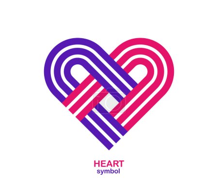 Téléchargez les illustrations : Symbole de coeur dans le logo vectoriel de style géométrique moderne isolé sur fond blanc, meilleur emblème pour l'amour et la romance ou clinique de charité ou de soins de santé, icône de ligne. - en licence libre de droit
