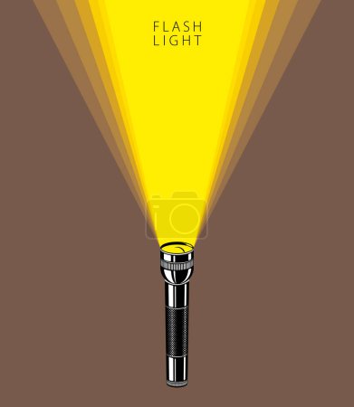Illustration for Flashlight illumination vector advertising poster illustration with copy space for text, flat style template for banner, background or wallpaper. - Royalty Free Image