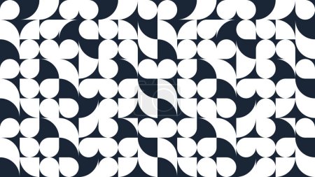 Ilustración de Patrón sin costura geométrica vector abstracto, blanco y negro elementos geométricos simples repiten azulejos, fondo de pantalla o sitio web, fondo de diseño en estilo retro. - Imagen libre de derechos