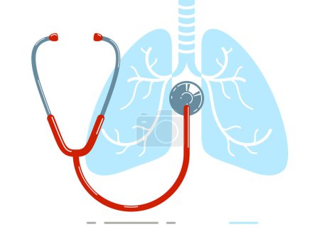 Illustration for Stethoscope with lungs vector simple icon isolated over white background, pulmanology theme illustration or logo. - Royalty Free Image