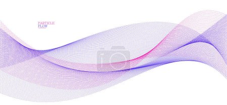 Ilustración de Fondo abstracto vectorial tranquilo con onda de partículas que fluyen, líneas de curva lisas fáciles y suaves puntos en movimiento, ilustración aireada y relajante. - Imagen libre de derechos