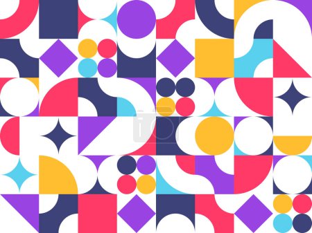 Illustration for Seamless geometric pattern, abstract vector background for wallpaper or websites or wrapping paper print created with colorful elements of geometry. - Royalty Free Image