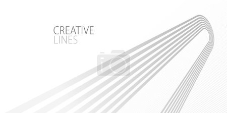 Illustration for Light grey lines in 3D perspective vector abstract background, easy and soft cool illustration, smooth motion and elegant gradient. - Royalty Free Image