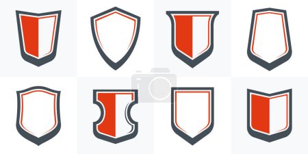 Illustration for Classical shields collection vector design elements, defense and safety icons, empty and blank ammo emblems collection. - Royalty Free Image
