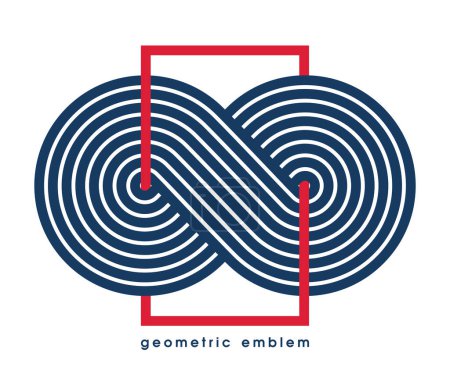 Ilustración de Logotipo de vector en forma de infinito geométrico abstracto aislado en blanco, diseño gráfico lineal infinito símbolo de estilo moderno, emblema de forma geométrica de arte de línea de eternidad o icono. - Imagen libre de derechos