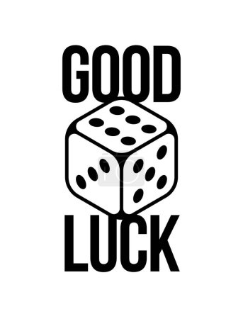 Ilustración de Good luck wishes poster with dice showing best number six vector concept. - Imagen libre de derechos