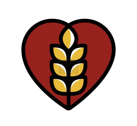 Ilustración de Icono lineal de vectores de espiga de trigo maduro aislado sobre fondo blanco, elemento de diseño para emblema o creación de logotipo para agricultura o tema de alimentos saludables. - Imagen libre de derechos