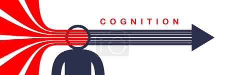 Illustration for Cognition, emotional awareness, data facts systematization concept vector, man with lines though his head systematizing and goes straight. - Royalty Free Image