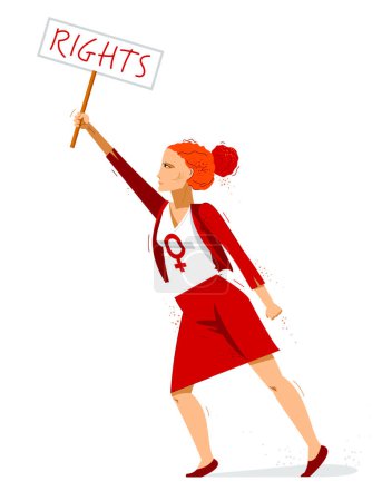Illustration for Feminist woman activist struggles for rights vector illustration isolated, social justice warrior, girl power. - Royalty Free Image