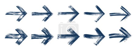 Illustration for Hand drawn arrows vector big set, natural brush stroke and doodle created cursors collection, ink sketch style arrow graphic design elements. - Royalty Free Image