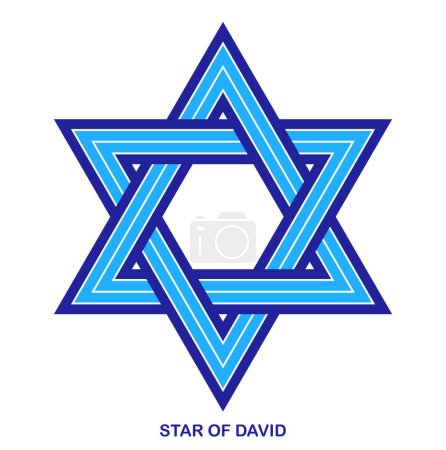 Téléchargez les photos : Étoile de David ancien symbole juif fabriqué dans un style linéaire moderne icône vectorielle isolée sur blanc, logo étoile hexagonale ou emblème. - en image libre de droit